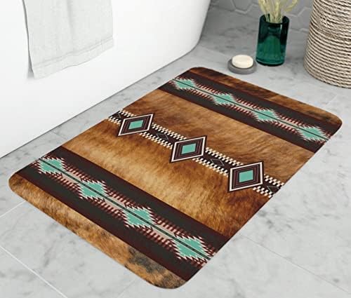 Tapete de baño de espuma viscoelástica con estampado de piel de vaca occidental, alfombra de baño del suroeste, decoración de baño occidental,