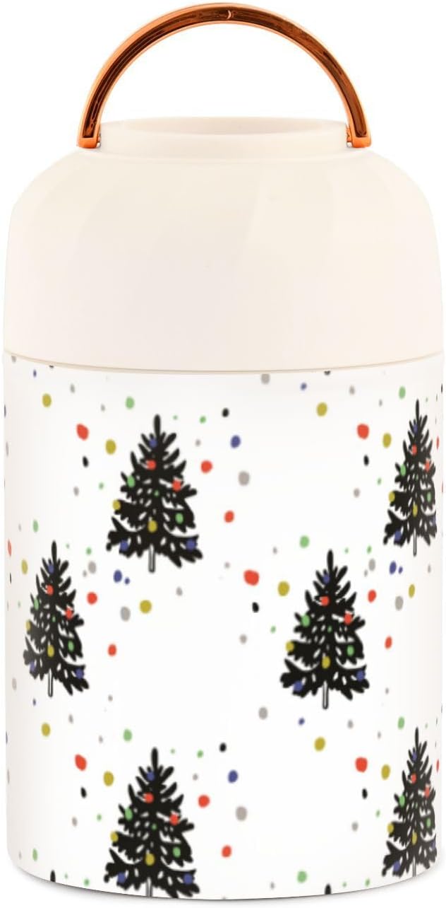 Christmas Fir Trees Kids Womens Lunch Insulated Jar with Spoon 17oz500ml Warm Lunch Container Stainless Steel Vacuum Food Warmer Food Container for