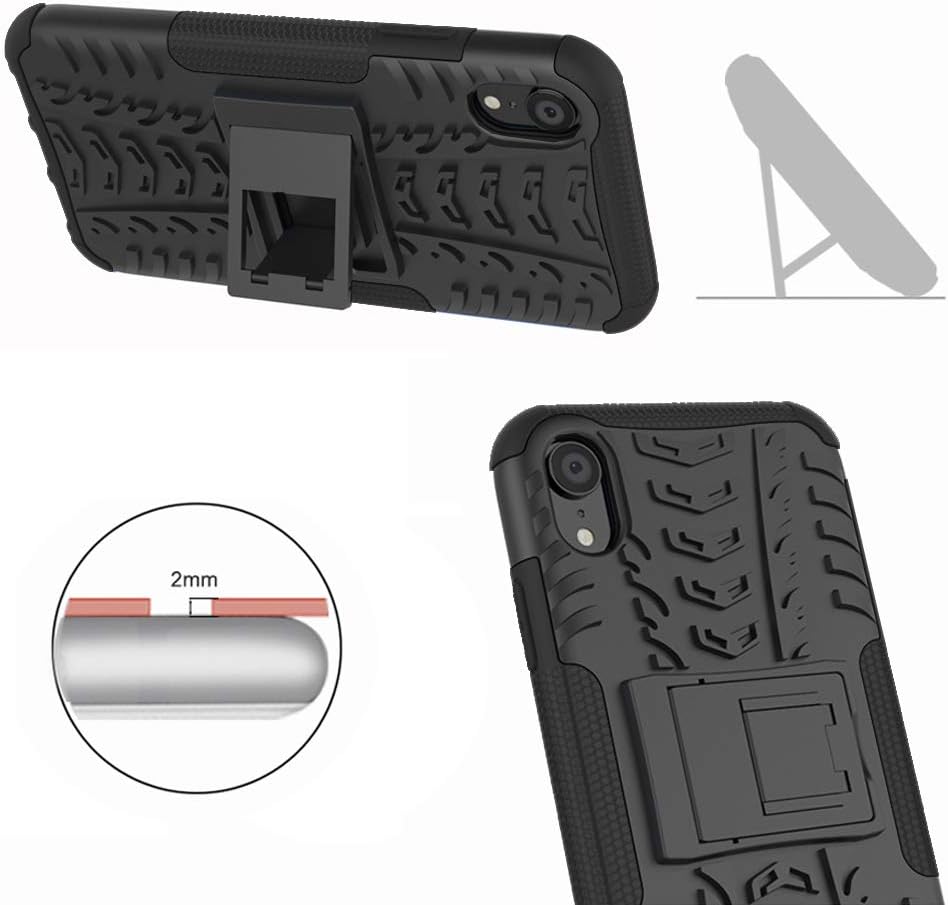 Asuwish Funda protectora para iPhone XR 6.1 con protector de pantalla de vidrio templado, híbrida, resistente, funda protectora para iPhone XR