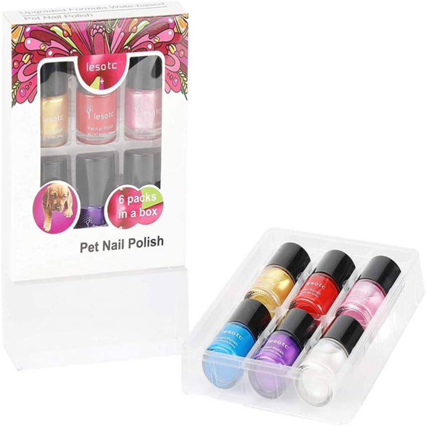 balacoo Juego de 6 esmaltes de uñas para perros, de secado rápido, no tóxicos, a base de agua, para todas las mascotas