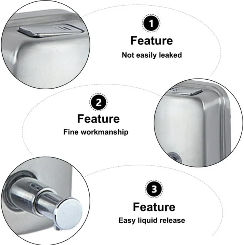 Dispensador de jabón de montaje en pared – Dispensador de jabón líquido de acero inoxidable manual para baño, hotel, restaurante comercial, 16.9 fl