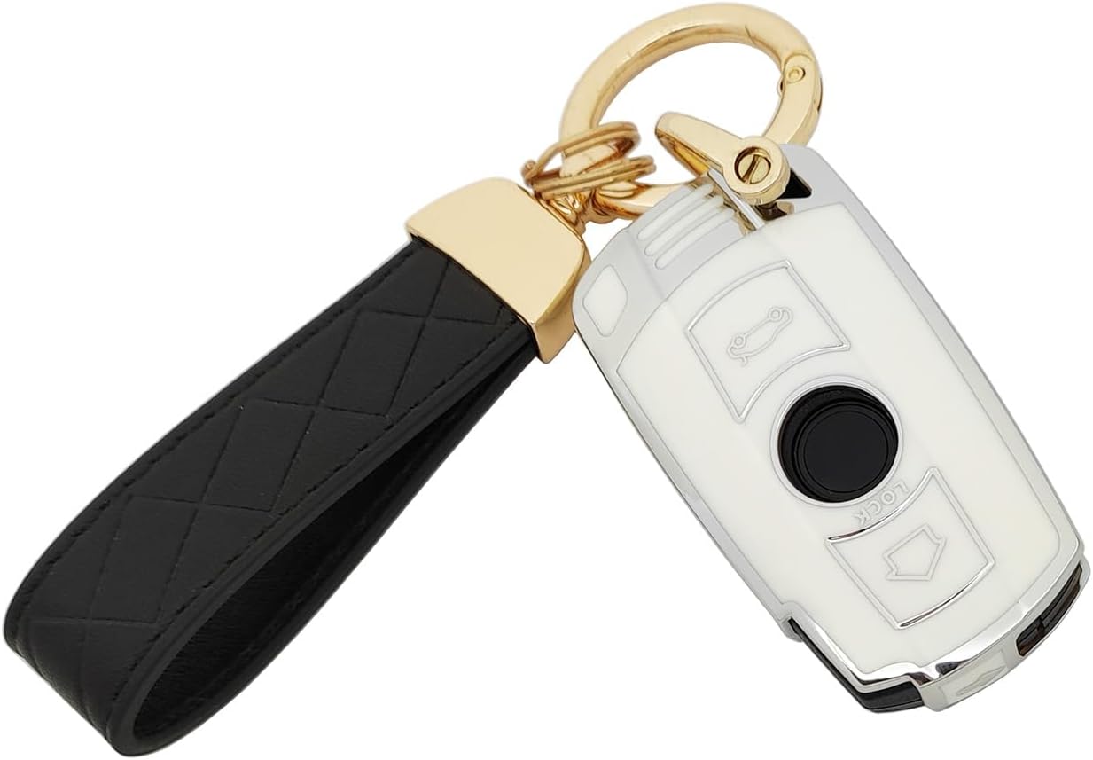 Funda protectora de TPU para llavero compatible con BMW 1 3 5 Series E90 E92 E93 X5 X6 Z4 E90, Blanco