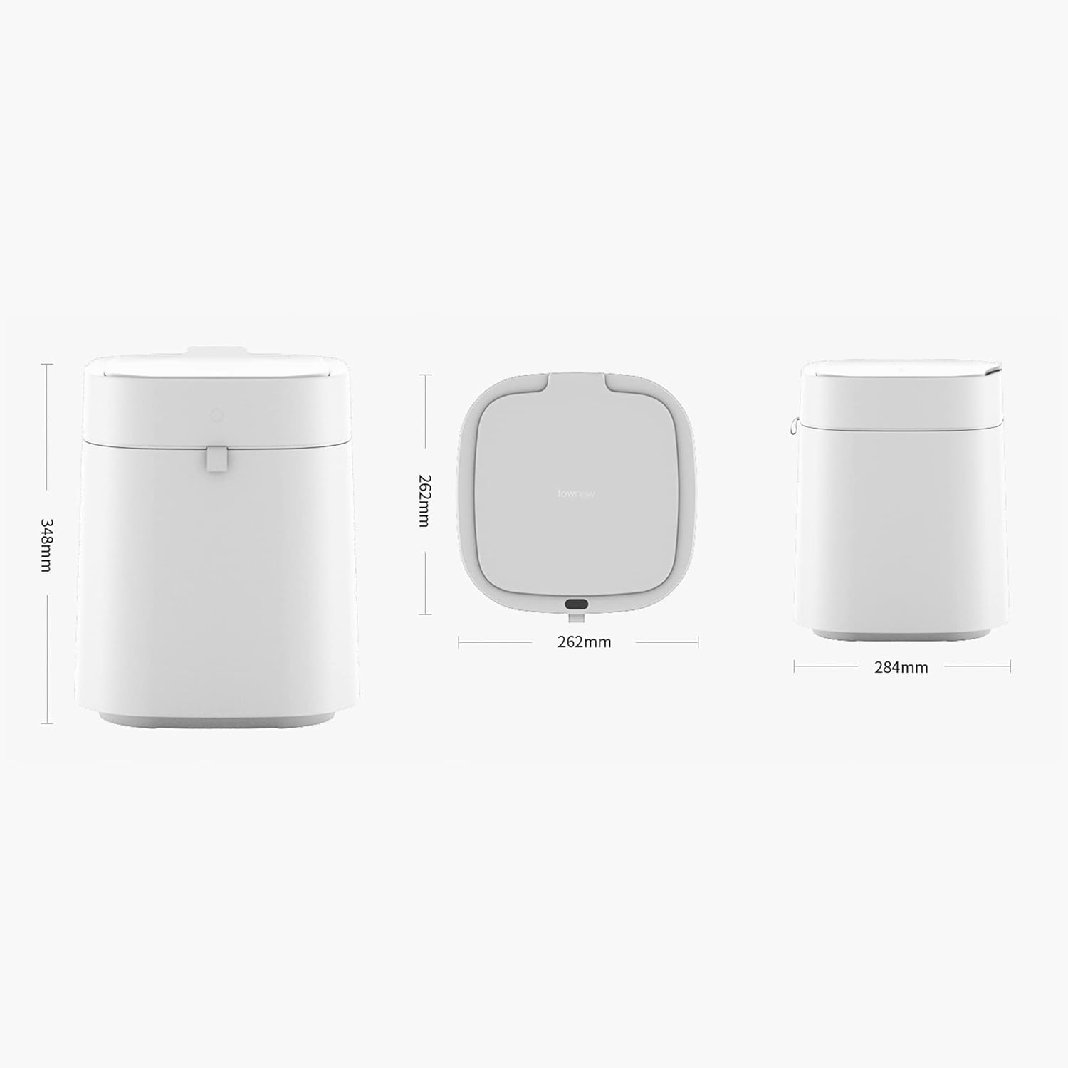 TOWNEW T Air X White – Cubo de basura inteligente de 3.5 galones, cubo para pañales, autosellado, activado por movimiento, recargable, pequeño