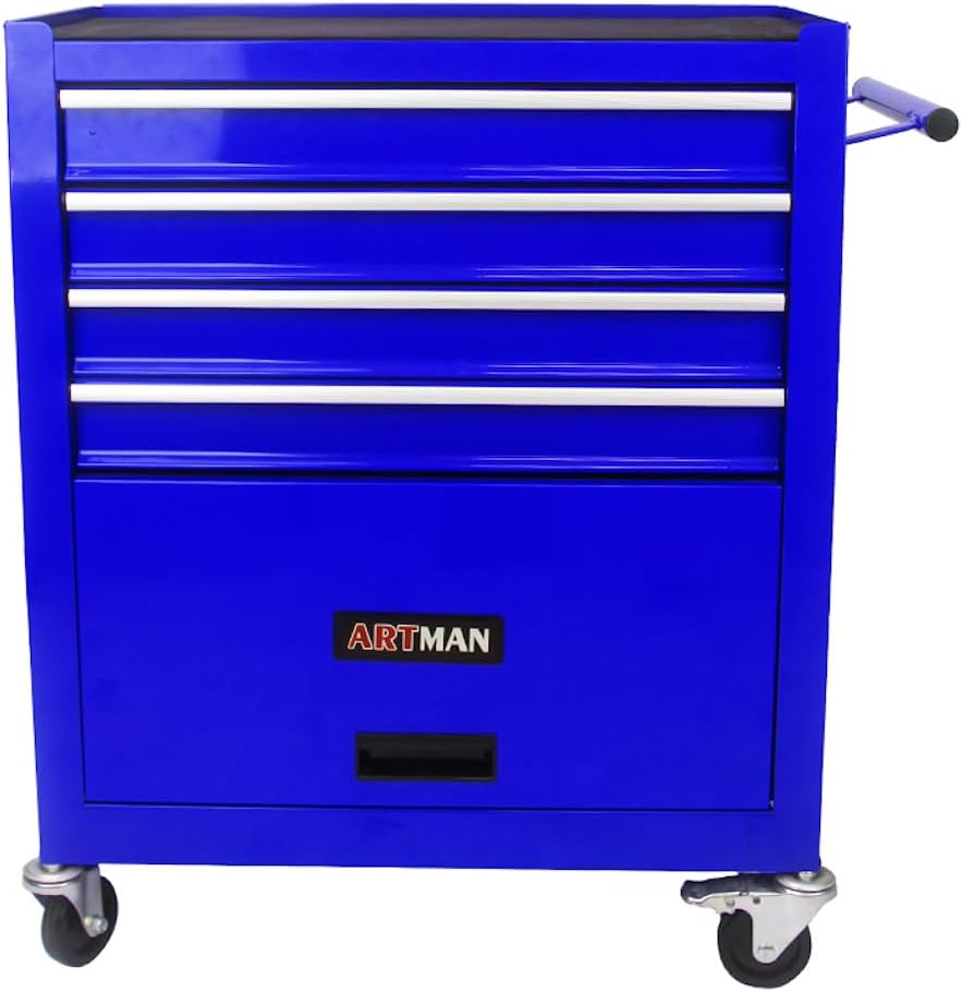 Carrito de herramientas con ruedas y cajones mecánicos, caja de herramientas resistente con cerradura, carrito de herramientas multifuncional (4