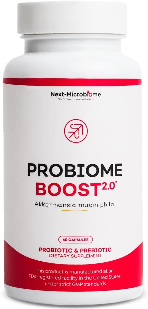 NEXT-MICROBIOME Probiome-Boost 2.0 con Akkermansia muciniphila 60 cápsulas combinadas con probióticos y prebióticos