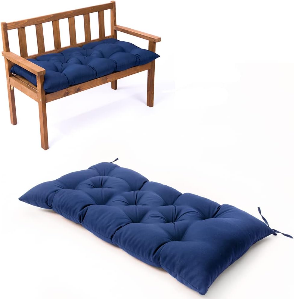 Cojines de asiento impermeables para sofá biplaza al aire libre, cojín copetudo para asiento de banco (47.2 x 19.7 pulgadas, azul marino)