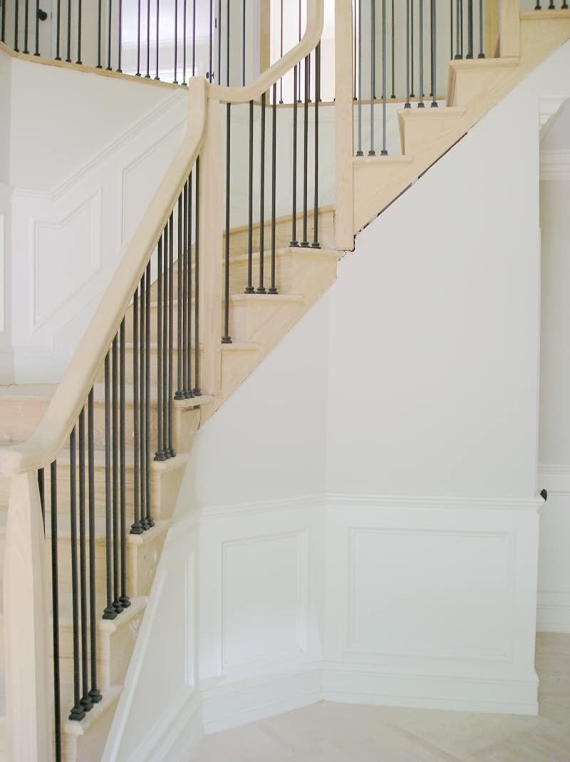 Balaustres cuadrados de hierro forjado de 12 x 44 pulgadas, husillos huecos de hierro para escaleras interiores (negro satinado, paquete de 10)