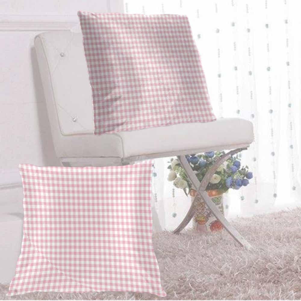 WONDERTIFY Juego de 2 fundas de almohada de cuadros geométricos a cuadros de color rosa para cojín decorativo, cama, sofá de 20 x 20 pulgadas