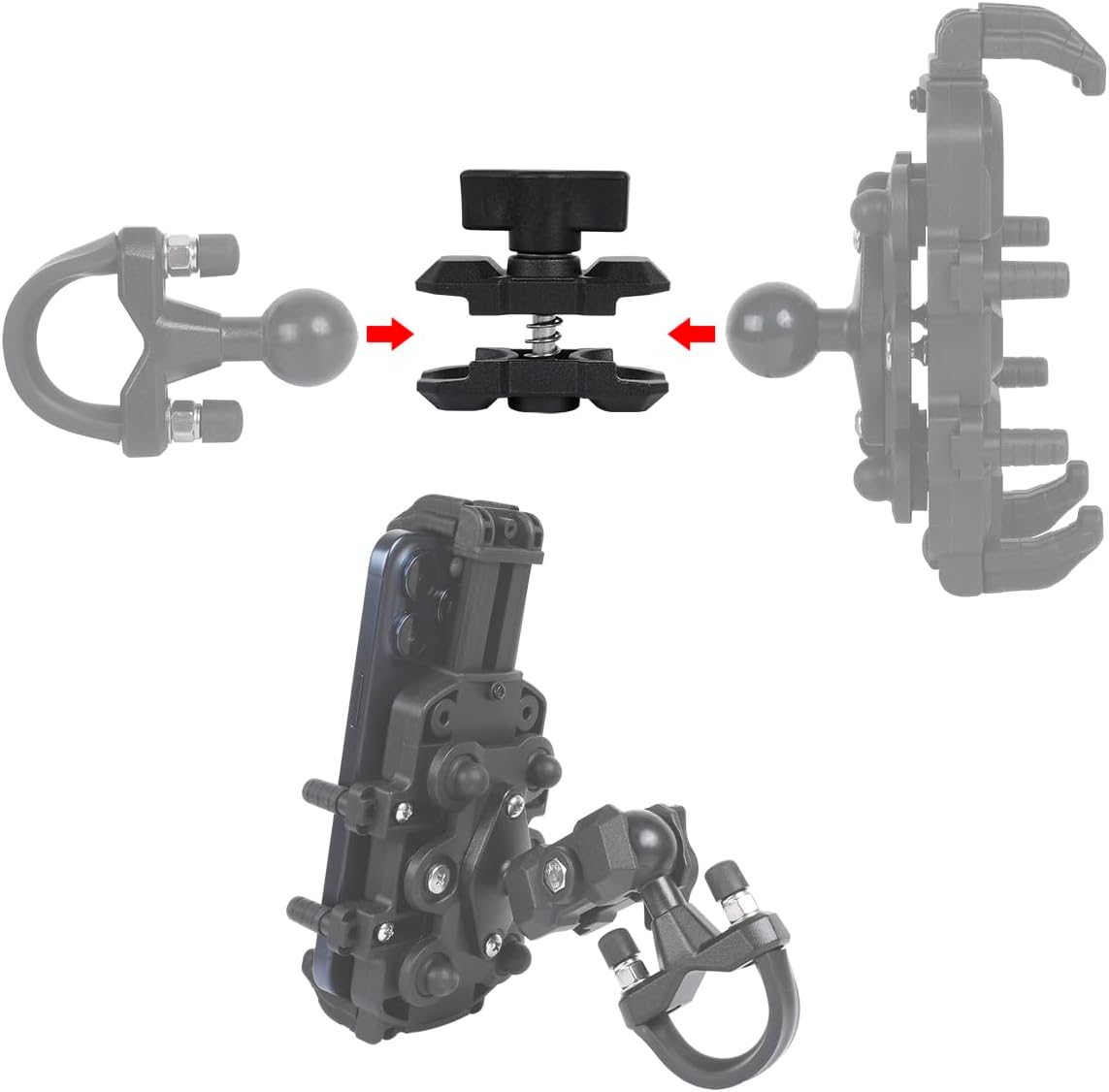 Double Socket Arm Aluminum Alloy Short Arm Compatible with RAM mounts and Other 1” B Size Ball Adapter