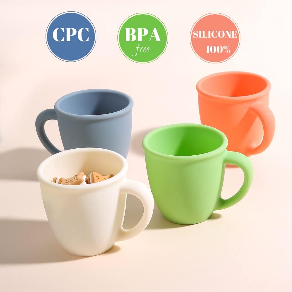 1 paquete de vasos de entrenamiento de silicona de 11 onzas para bebés y niños, taza de aprendizaje para niños pequeños con asas, sin BPA,