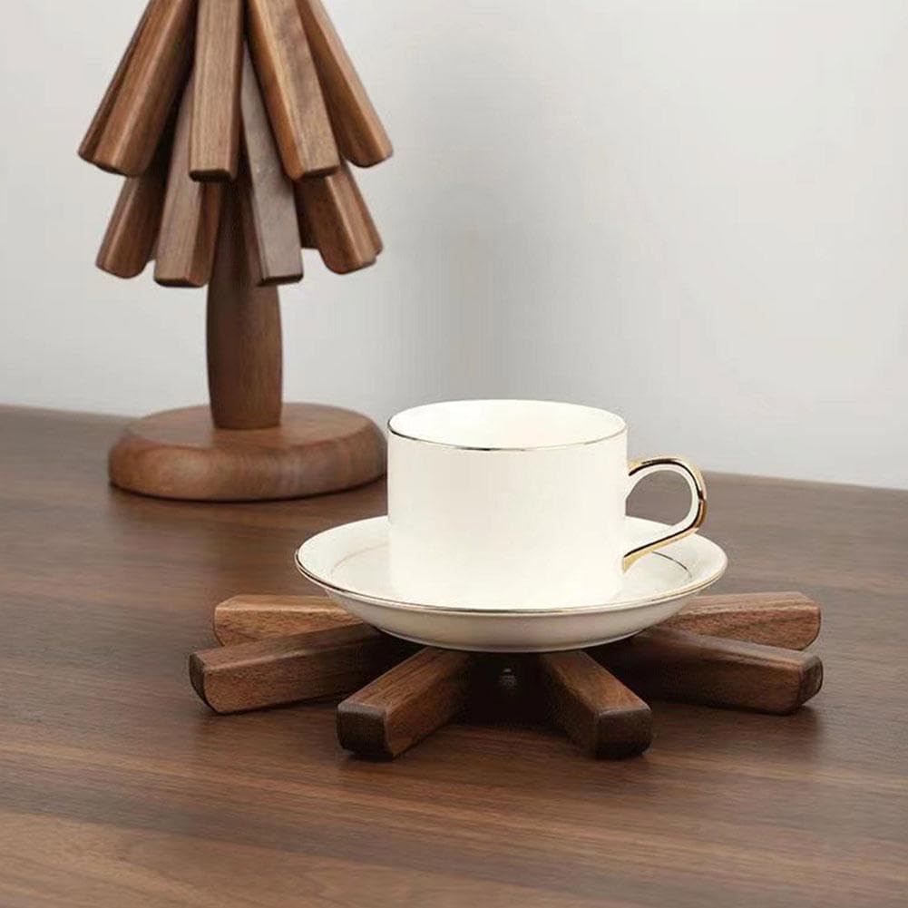 Juego de 3 posavasos de madera con diseño de árbol para decoración de mesa, salvamanteles de madera para platos calientes, juego de salvamanteles