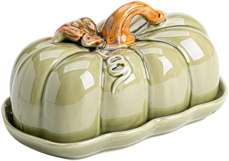Mantequillera de calabaza con tapa, manteca de cerámica, para mantequilla, platos, frutas, plato de mantequilla para encimera, encimera,