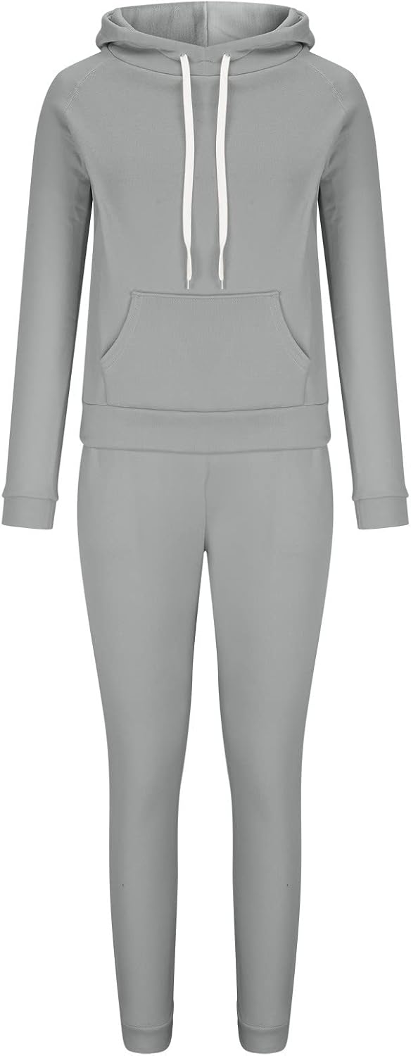 Conjunto deportivo de 2 piezas para mujer, sudadera de manga larga con capucha y pantalones deportivos con cordón, trajes de otoño de moda