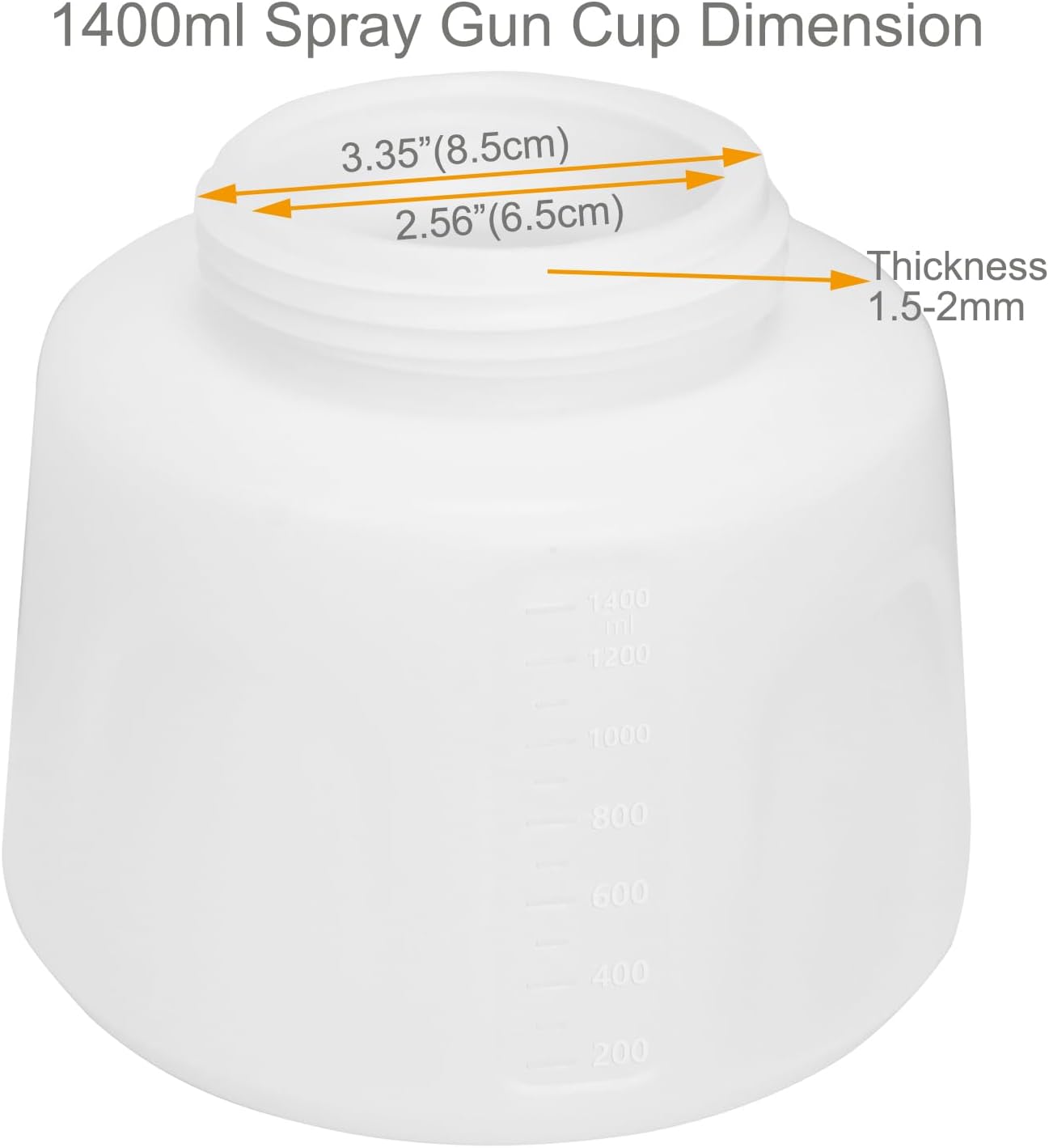 WANGMI Dos vasos de repuesto duraderos de pistola de plástico de 47.3 fl oz para pulverizador de pintura eléctrico con cable e inalámbrico WANGMI
