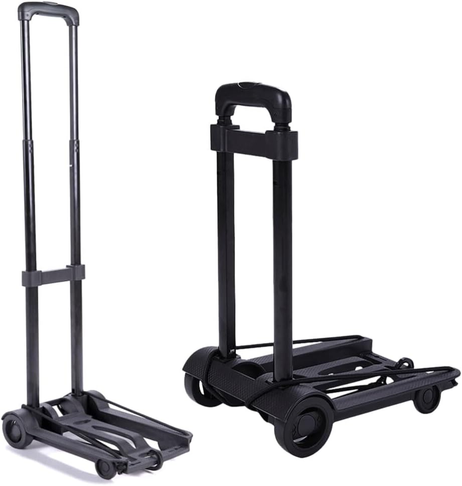 SOLUSTRE Carrito de compras plegable para comestibles, negro, 4 ruedas, material de hierro duradero, fácil de transportar y almacenar, ideal para