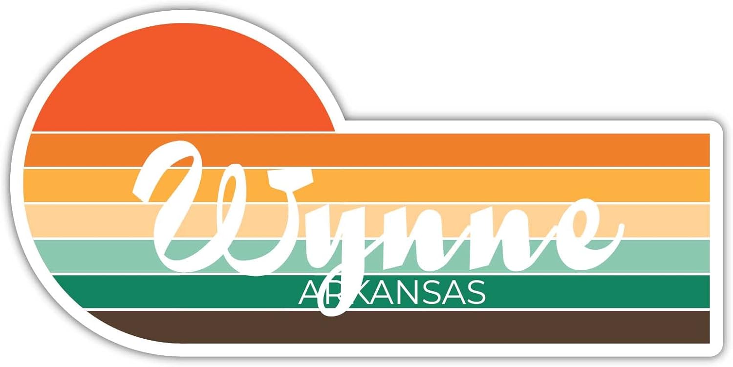 Wynne Arkansas – Adhesivo retro vintage de 4 x 2.25 pulgadas, diseño estético de la ciudad de los años 70