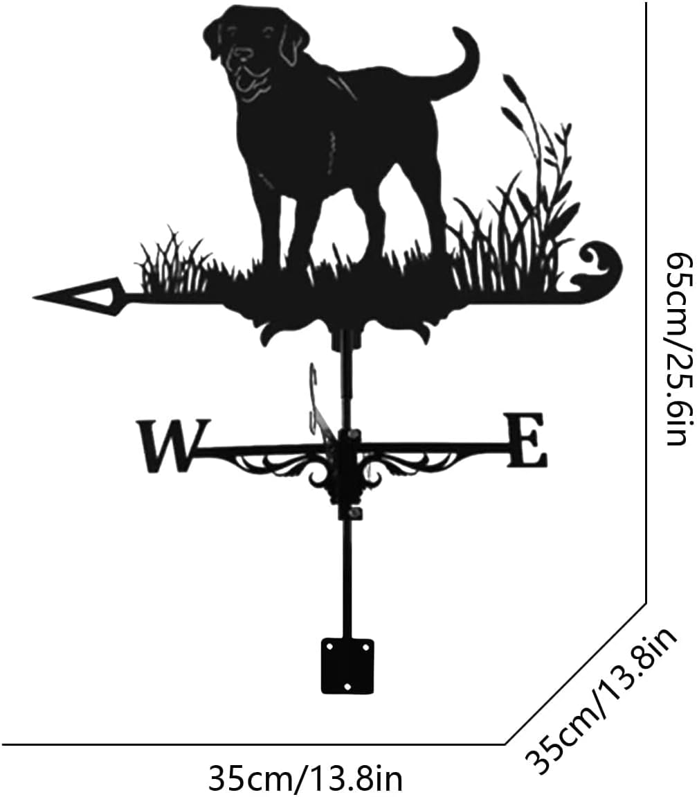 Vaneta de metal para animales 3D, indicador de dirección del viento, accesorios de decoración de techo para jardín, patio, techo (perro)