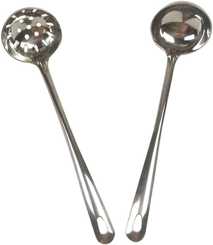 Cabilock Colador de acero inoxidable Skimmer Cocinar Cucharón ranurado Cucharón de sopa Cuchara de acero inoxidable Cuchara de servir alimentos