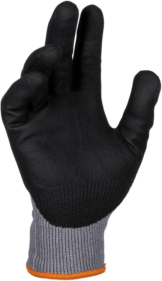 Klein Tools – Guantes de trabajo, guantes de punto resistentes a cortes ANSI A2 recubiertos de nitrilo, tela HPPE, aptos para pantalla táctil