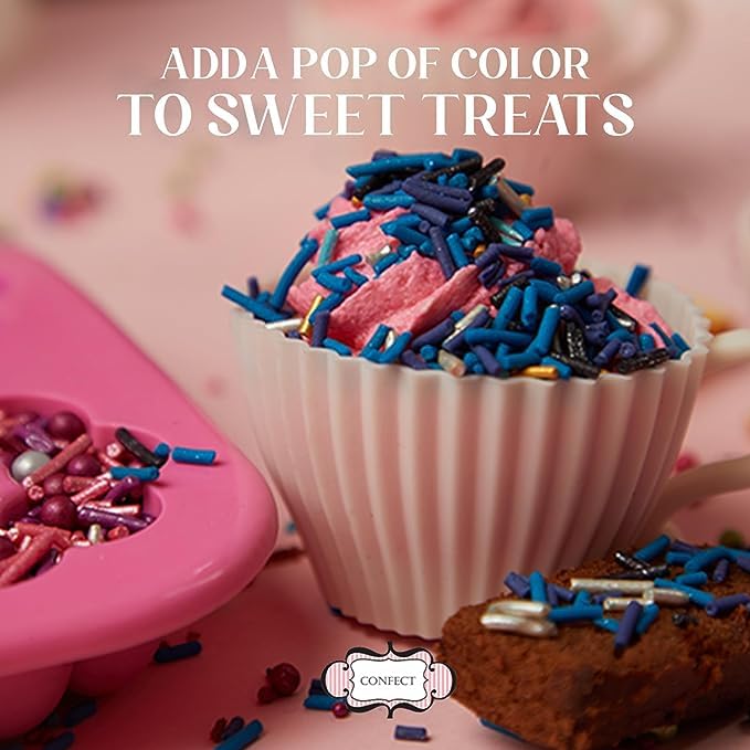 Gránulos de Confect para decoración de pasteles y cupcakes, paquete surtido de 5 gránulos de color rosa carmesí de San Valentín, mezcla de grageas,
