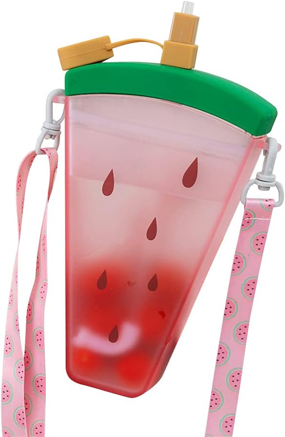 1 botella de agua de helado con correa, bolsa kawaii, barra de hielo, transparente, a prueba de fugas, vaso de plástico para bebidas para camping,