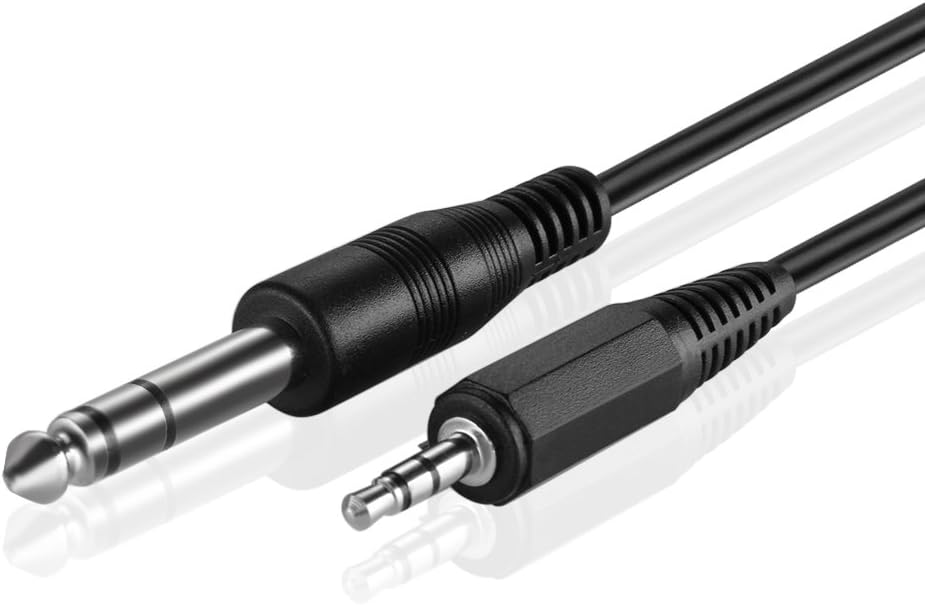 TNP – Adaptador de cable de 0.250 in 14 a 0.138 in 18 pulgadas (6 pies), macho a macho, conector de audio estéreo TRS, conector bidireccional para