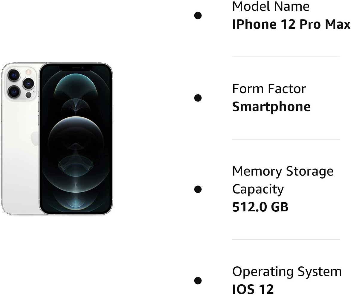 Apple iPhone 12 Pro Max, 512 GB, Plata – Desbloqueado (renovado Premium)
