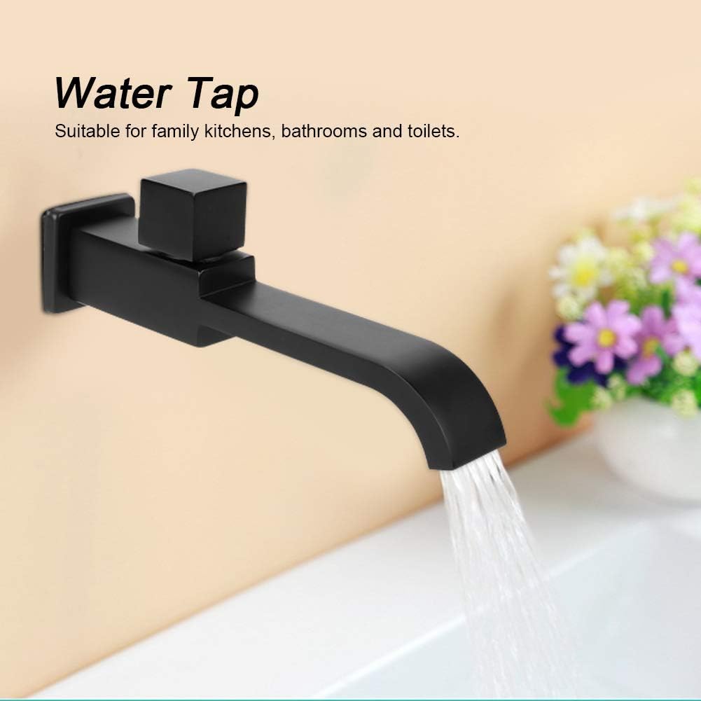 Grifo de agua de conexión de rosca G12, grifo de lavabo montado en la pared, grifo de agua fría, accesorios de baño, negro mate