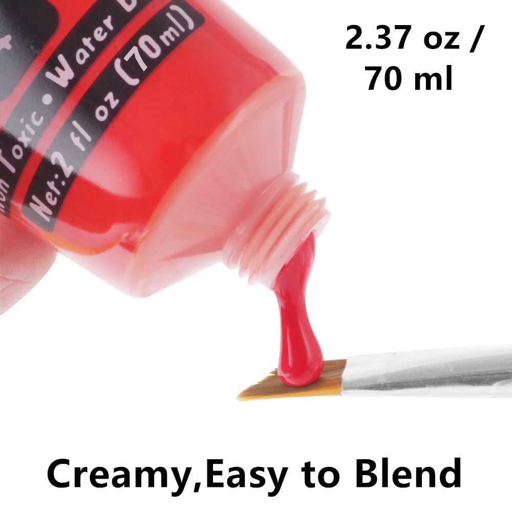 Go Ho Pintura corporal roja lavable (2.37 onzas), pintura facial roja crema a base de agua, pintura de cara roja de nariz de payaso para Halloween,
