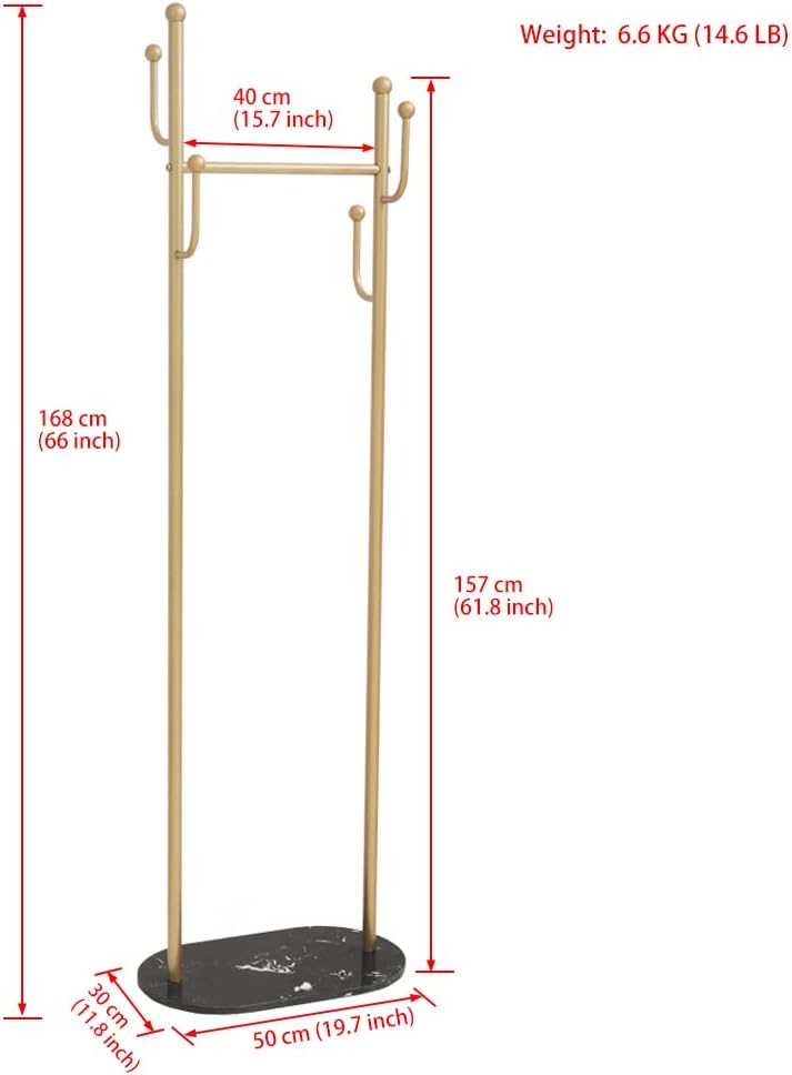 Perchero para ropa con base de mármol, soporte de metal dorado para colgar ropa para dormitorio, perchero de pie, perchero resistente independiente