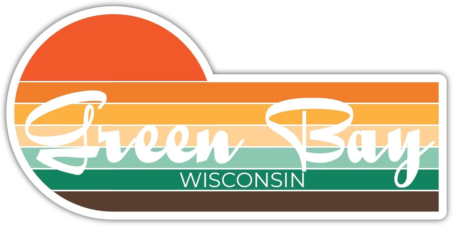 Green Bay Wisconsin – Imán para nevera (4 x 2.25 pulgadas), diseño estético retro vintage de los años 70