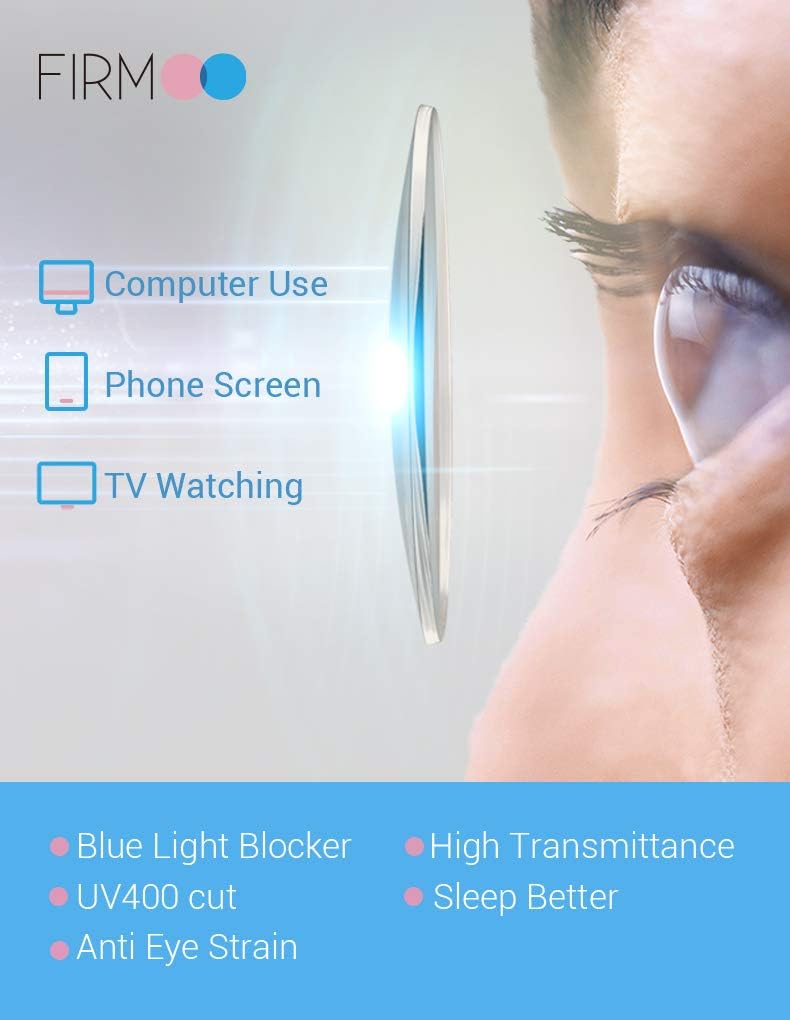 Firmoo Gafas de bloqueo de luz azul para computadora mujereshombres, lentes antirreflejos y marco de luz