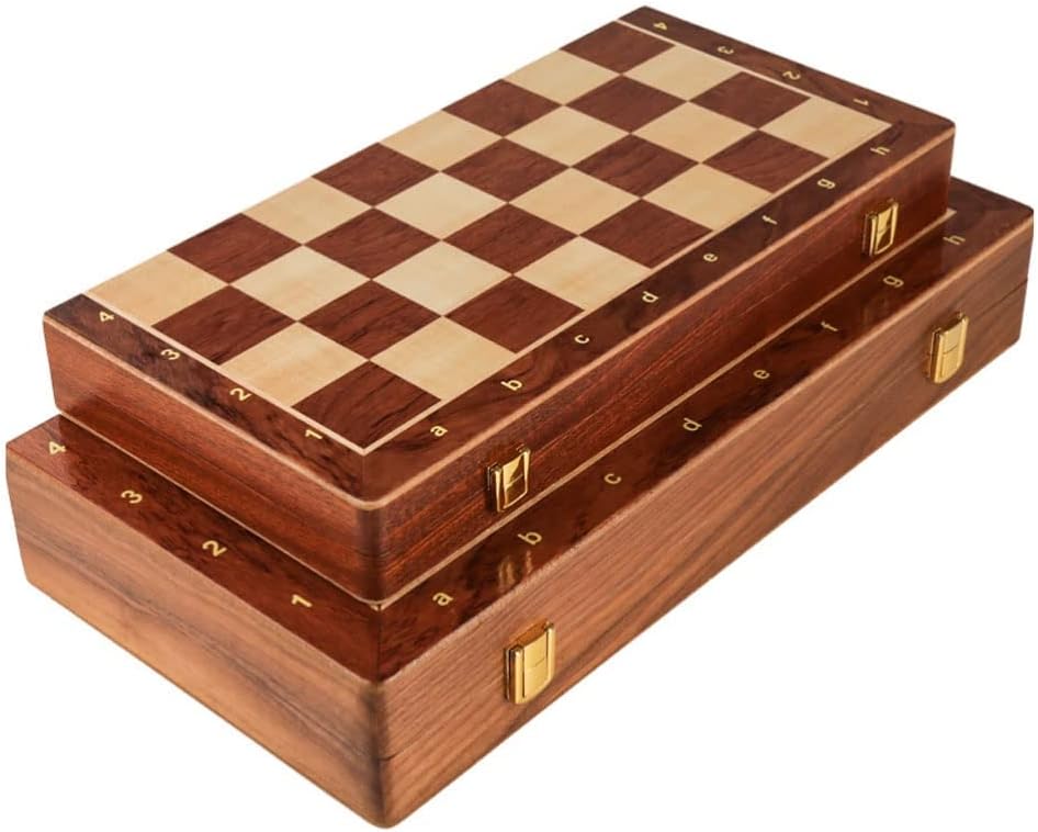 Ajedrez de madera maciza con tablero de ajedrez plegable 2 extra – Juego de ajedrez para todas las edades para adultos y ajedrez principiantes