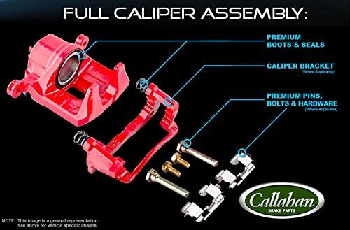 Callahan Pinzas delanteras y traseras y rotores de disco de freno de repuesto y pastillas de freno de cerámica + kit de freno de hardware para Jeep