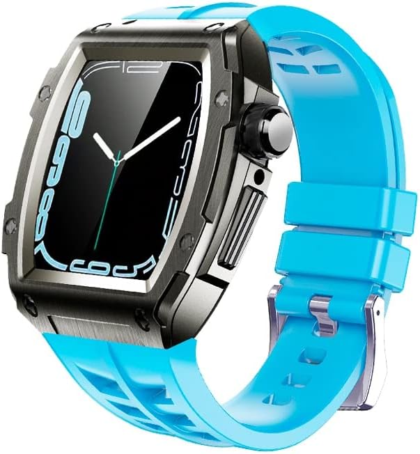 Kit de modificación de caja de metal correa de silicona para Apple 1.772 in 1.732 in acero inoxidable Smartwatch banda para iWatch Series 8 7 6 Se