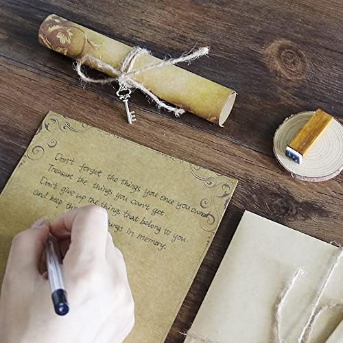 R WELL Juego de papel y sobres vintage, 64 hojas de papeles de papelería antiguos + 20 sobres, papel de papelería de escritura de doble cara, sobres