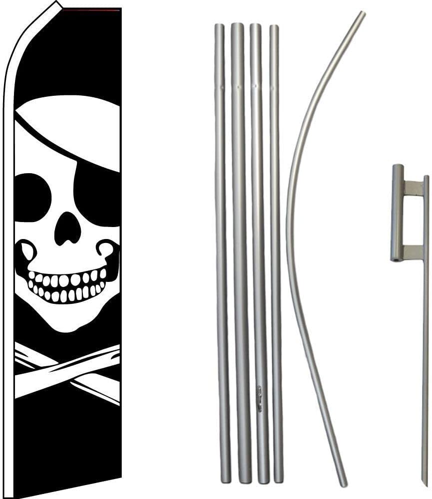 Premium Pirate With Patch Swooper Flag & 16ft Flagpole KitGround
