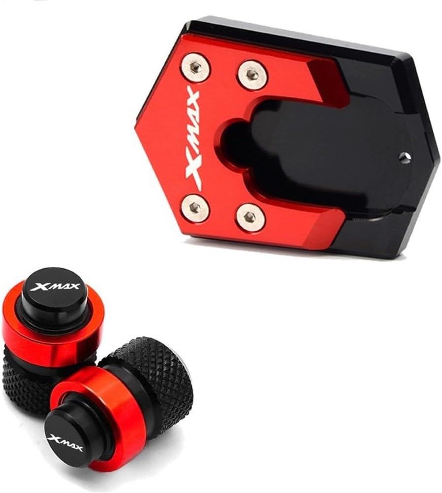 Motorcycle Side Stand pad XMAX300 Accessories Motorcycle Side Stand Kickstand Enlarge & Tire Valve Caps for Y&AMAHA Xmax 250 300 2017 2018 2019 2020