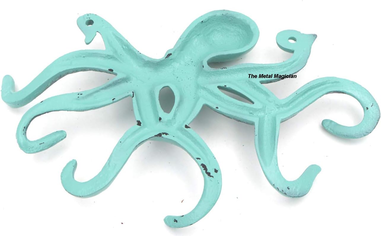 Gancho para llaves de pulpo, estante decorativo de pared náutico para pared, gancho antiguo para llaves, colgador de aluminio fundido para abrigo,