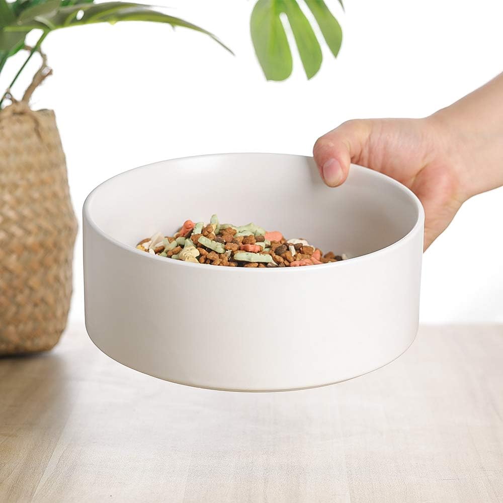 Cuenco de cerámica para perros  Cuencos para gatos y perros con soporte de madera antideslizante  Plato para mascotas antiderrames para alimentos y