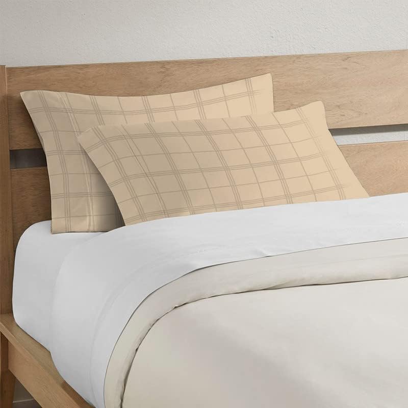Pizuna Juego de 2 fundas de almohada 100 % algodón de fibra larga de damasco de algodón de fibra larga, tamaño estándar, con dobladillo de 4