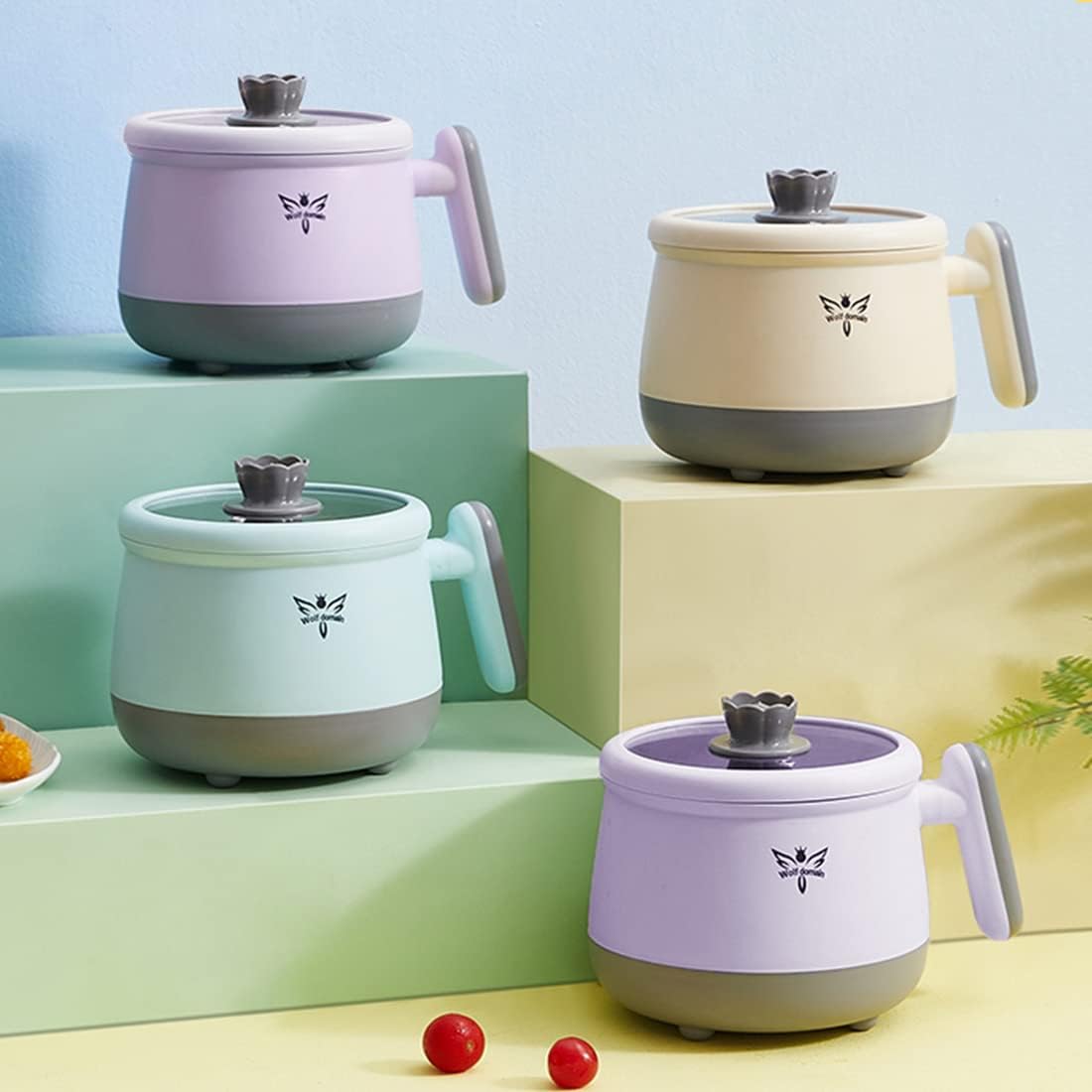 Shabu Shabu Shabu – Olla eléctrica multifunción automática inteligente de 1.8 L, mini olla antiadherente con control multipotencia, cocina eléctrica