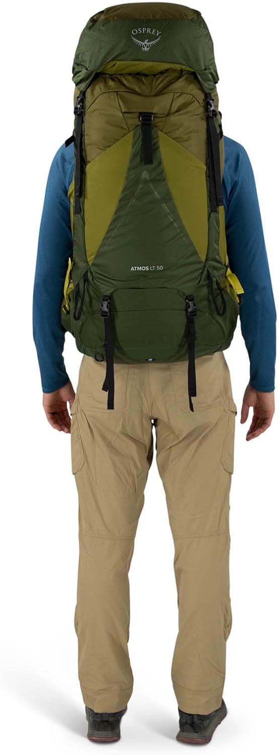 Osprey Atmos AG LT 50L Mochila de mochilero para hombre, Scenic ValleyVerde Peppercorn, LXL