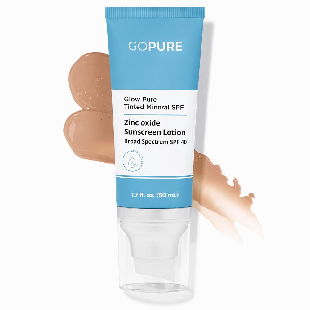goPure Glow Pure Mineral SPF 40 PA +++  Protector solar facial probado por dermatólogos  Hidratante teñido con SPF  Piel brillante protegida  Sin