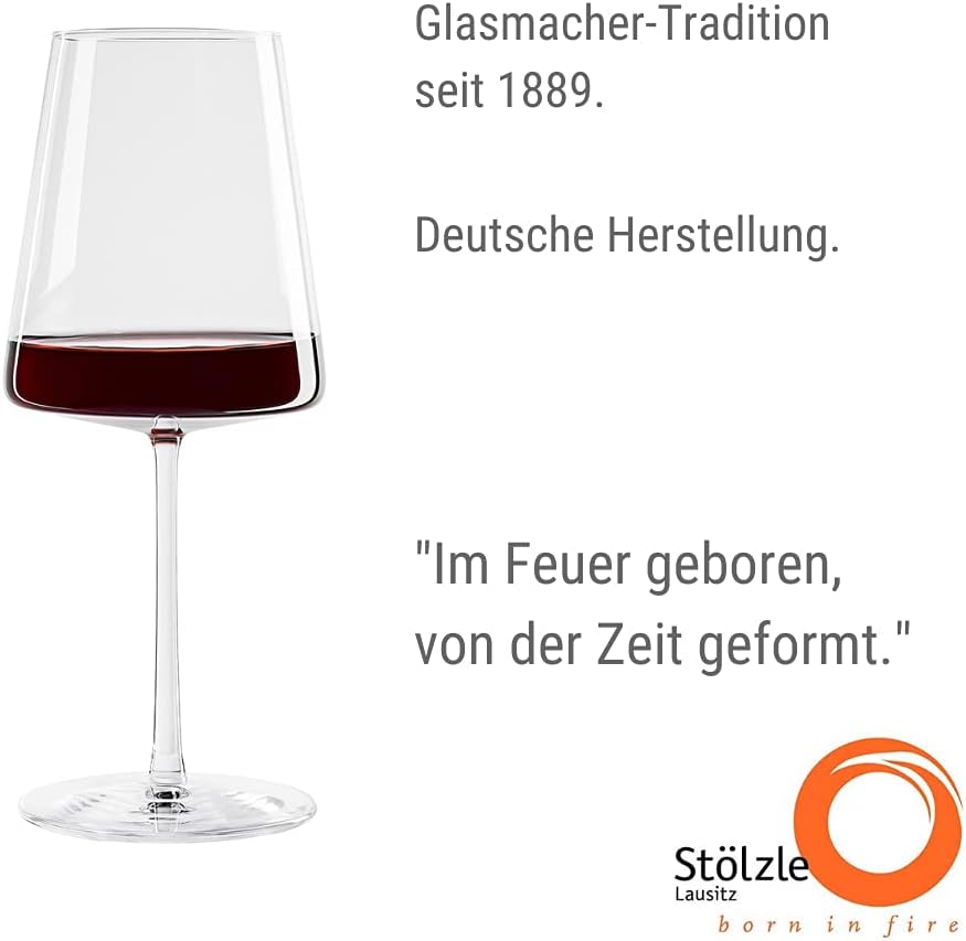 Stölzle Lausitz Power Red – Copas de vino de 17.5 fl oz, juego de 6 copas de vino tinto, aptas para lavavajillas, cristal sin plomo, elegantes e