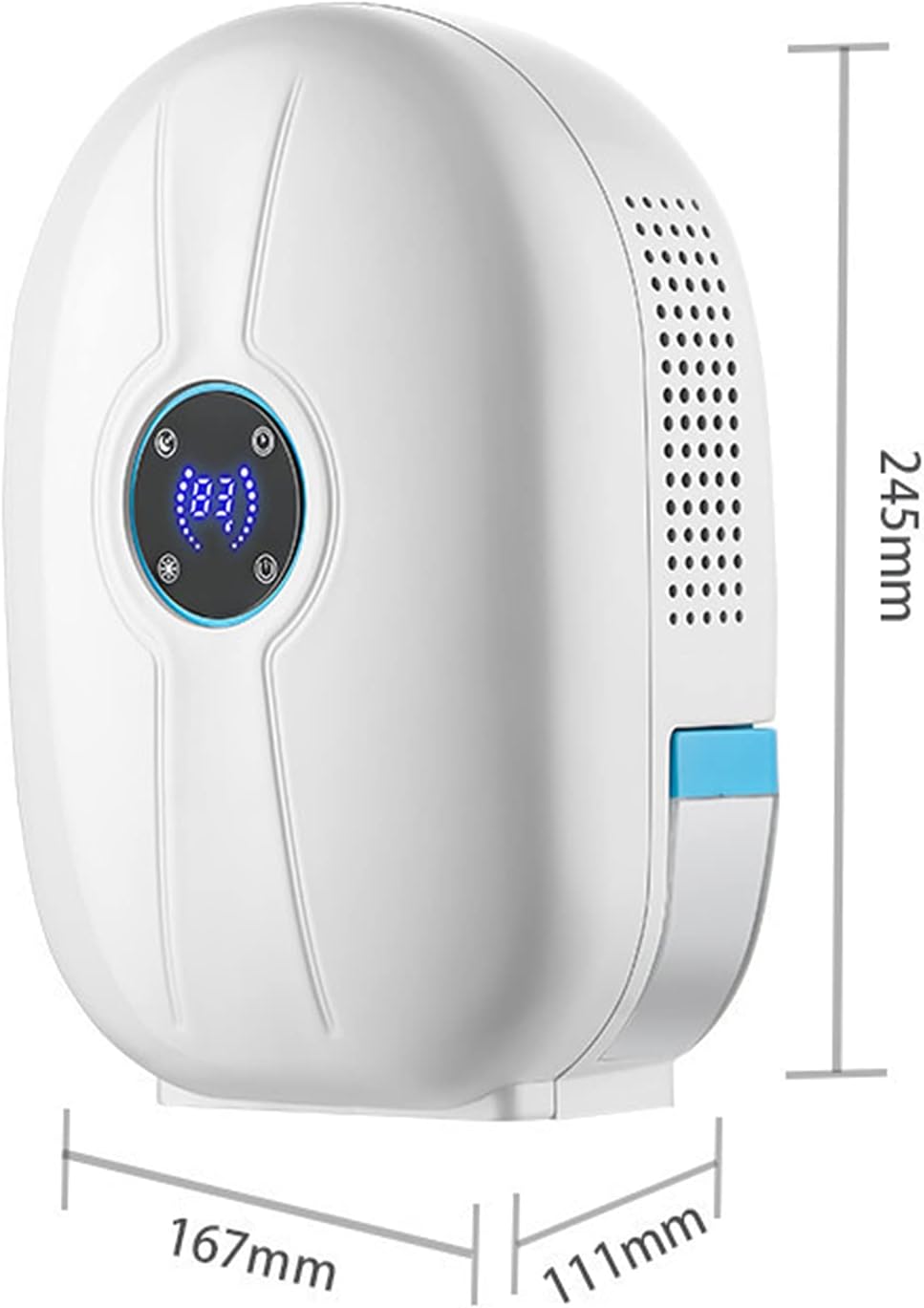 Deshumidificador portátil de 22 W de 215 pies cuadrados, mini deshumidificador remoto blanco con tanque de agua de 16.9 fl oz y pantalla LCD,