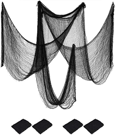 Paquete de 4 paños espeluznantes de Halloween, tela espeluznante de gasa espeluznante, 30 x 120 pulgadas, tela espeluznante, decoración para casas