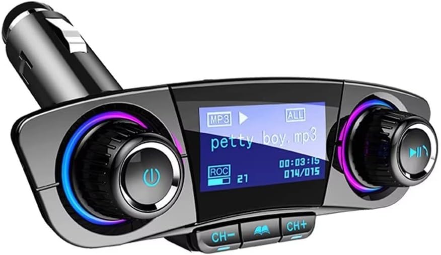 Bluetooth inalámbrico coche transmisor FM reproductor de MP3 manos libres kit adaptador de radio USB cargador soporte AUX puerto 5V 2.1A puerto USB