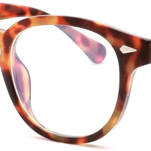 Pro Acme Gafas de luz azul redondas retro para hombres y mujeres, a la moda, UV400, gafas antiazul, lentes transparentes de 2.165 in Pro Acme Gafas de luz azul redondas retro para hombres y mujeres, a la moda, UV400, gafas antiazul, lentes transparentes de 2.165 in