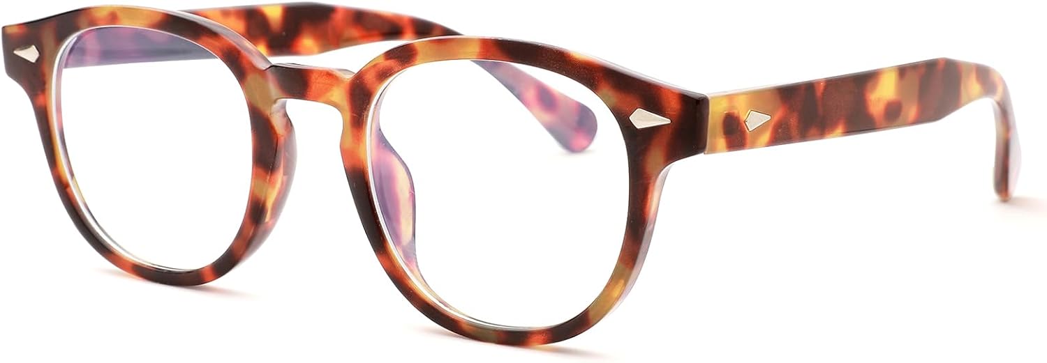 Pro Acme Gafas de luz azul redondas retro para hombres y mujeres, a la moda, UV400, gafas antiazul, lentes transparentes de 2.165 in